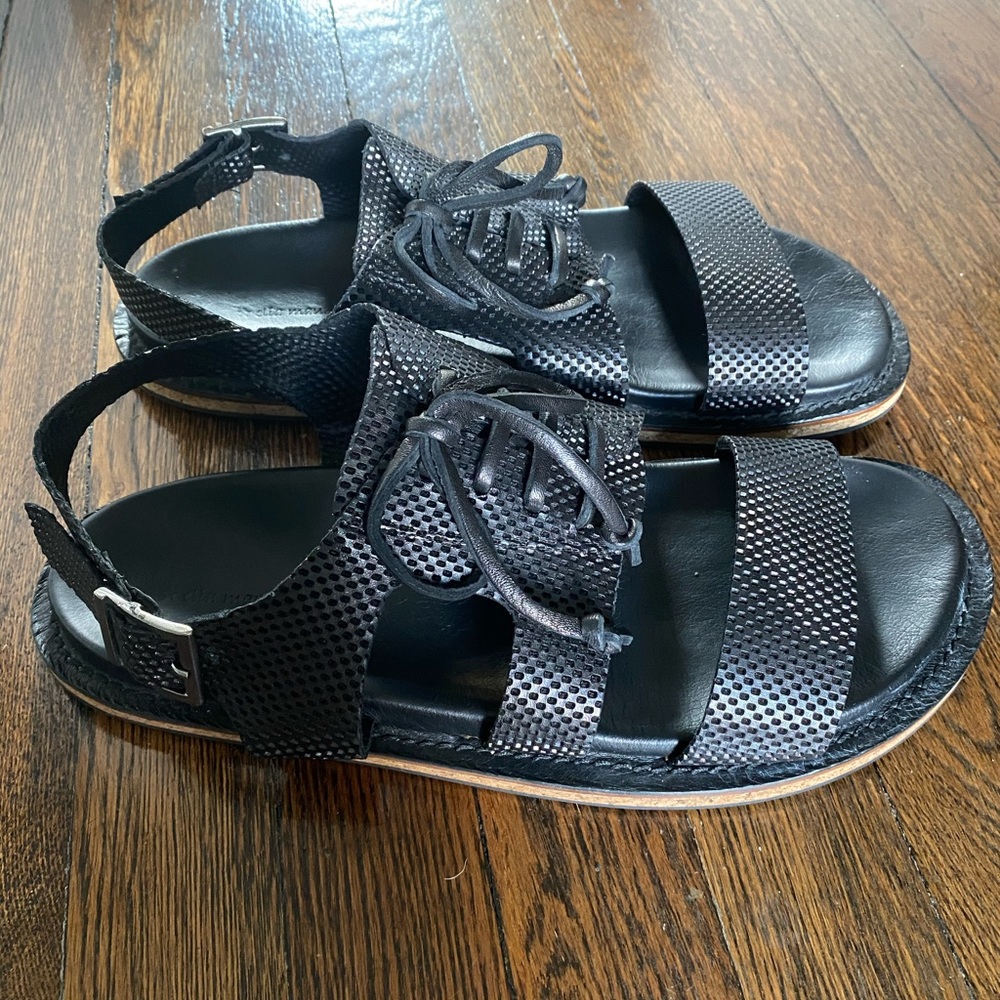 Elia Maurizi Black Leather Sandals